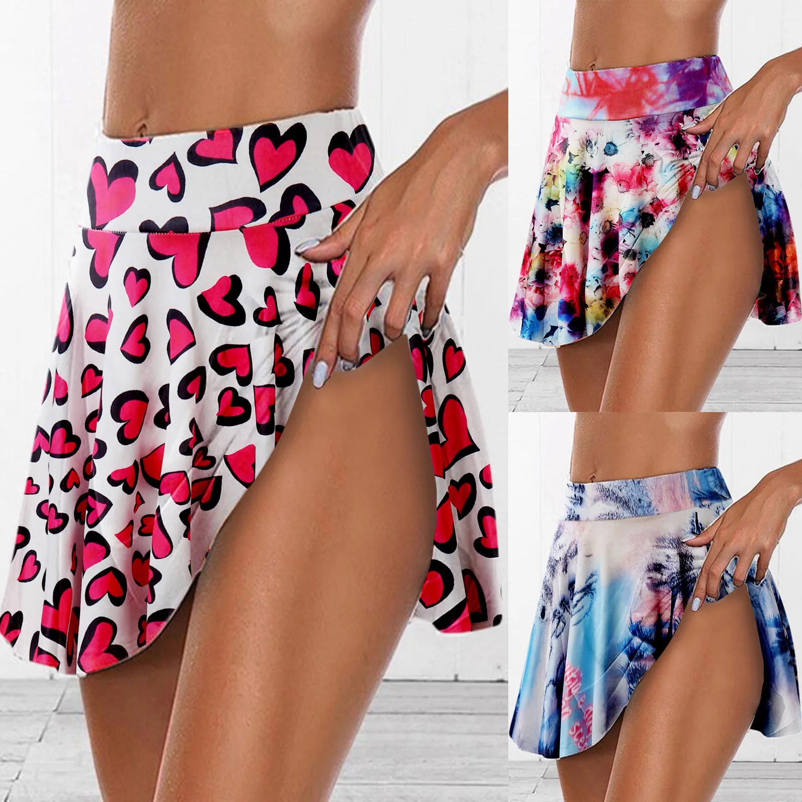 

Women's Summer Print Sexy Sports Coverup Beach Miniskirt Casual Skirt