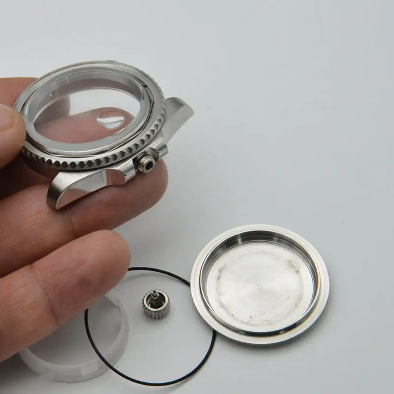Watch Case 40mm 316L Stainless Steel Case Sapphire Magnifying Glass Window Fits For NH35 Miyota 8215 2813 3804 Movement
