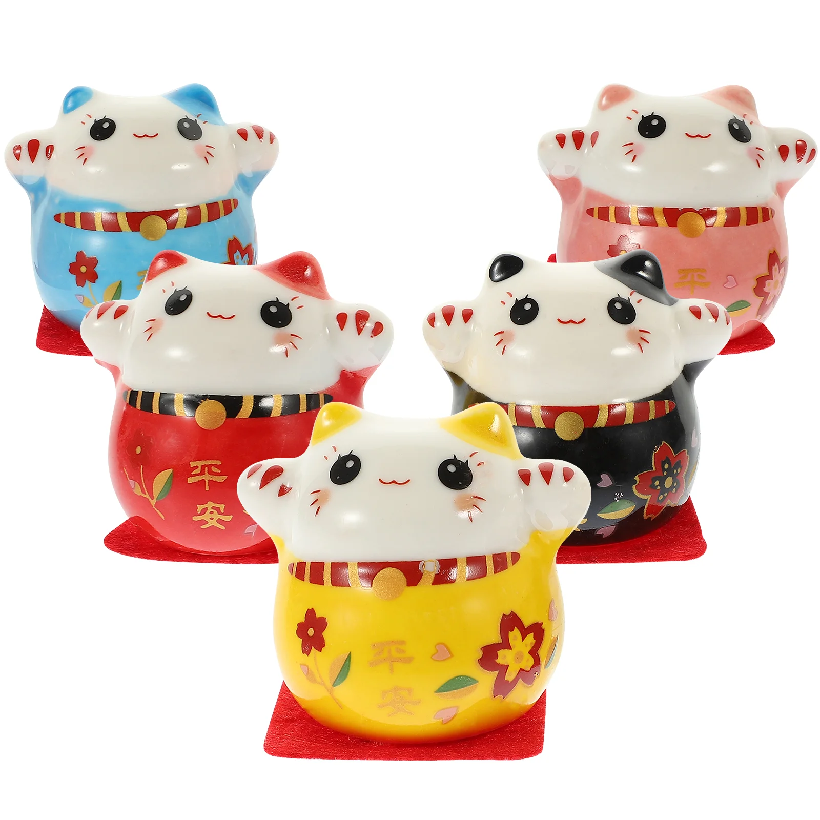 

Cat Fortune Figurine Ornament Statues Garden Mini Lucky Desktop Car Statue Ceramic Craft Miniature Cute Animals Sculpture Micro