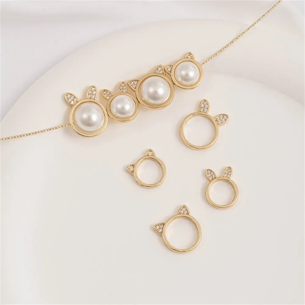 1 шт. 10/12 мм 14-каратное позолоченное циркониевое кошачье кольцо с головой кролика