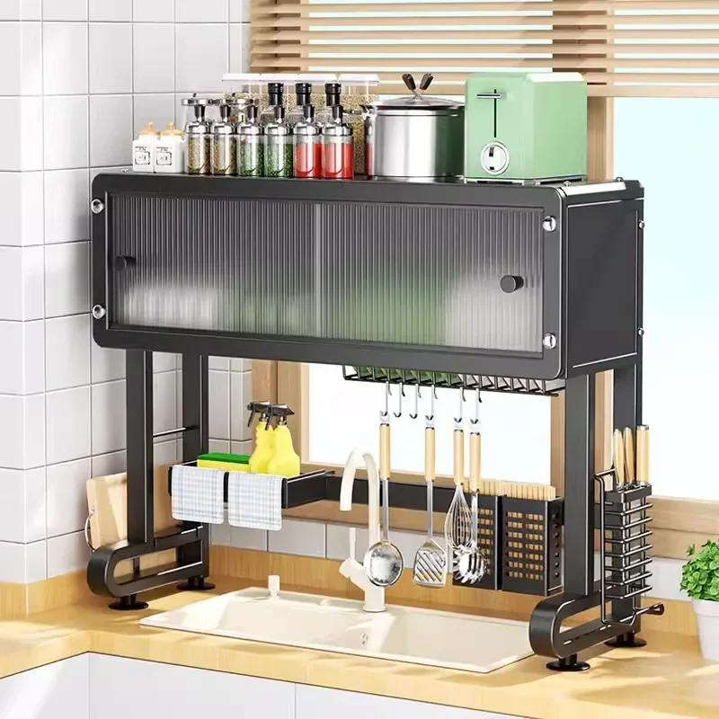 Компактная полка для кухонной раковины с несколькими отделениями и защитой от
