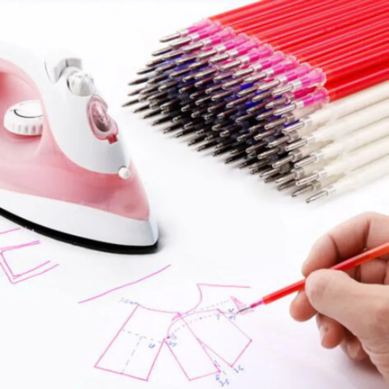 

5pc Erasable Ink Refill High Temperature Pen for PU Leather Patchwork Fabric Sewing Tool Disappeared Cloth Pen Marker