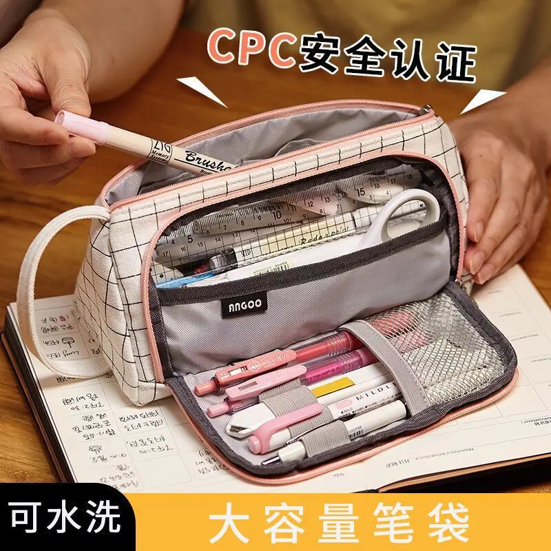 

Good-looking Japanese Lar pacity ncil se Korean Simple Junior High School Student nvas Stationery Bag Female Cute