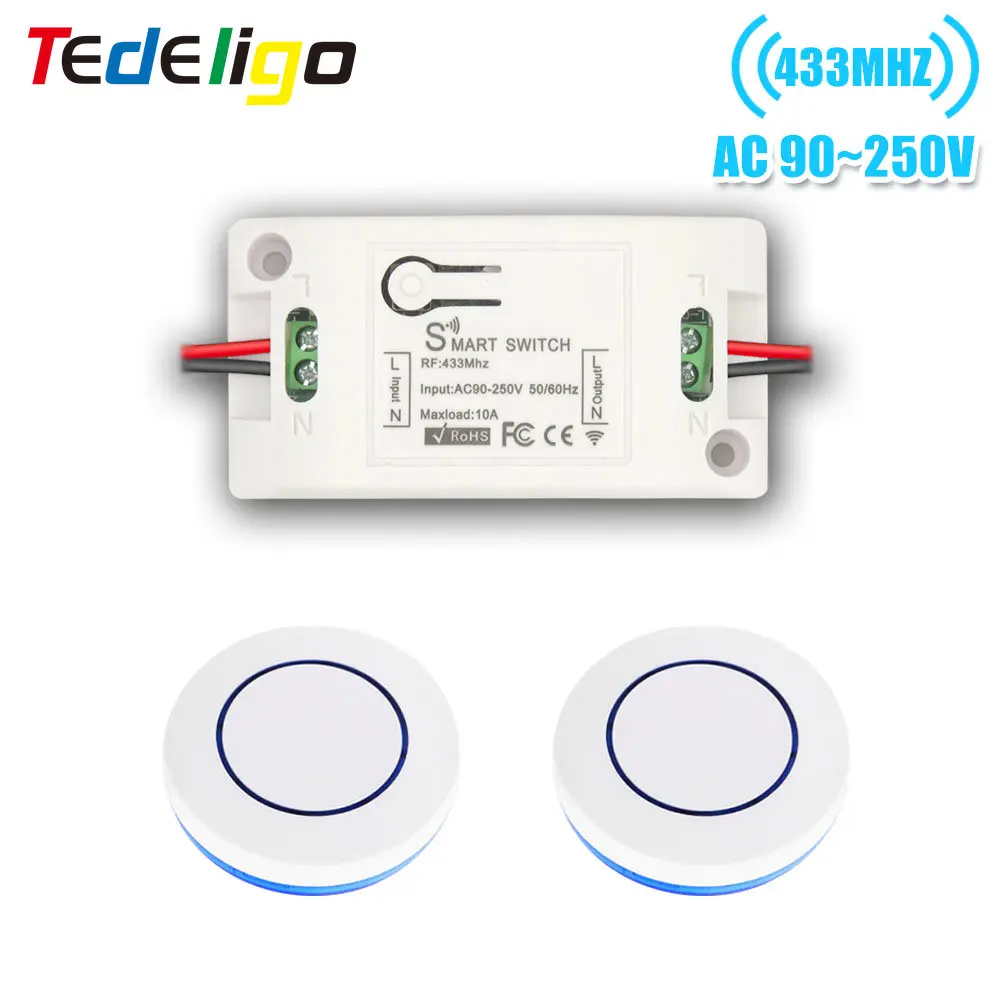 

433MHz Wireless Smart Switch Remote Control 220V Receiver Wall Panel Switch Push Button Transmitter Switch for Fan Ceiling Lamp