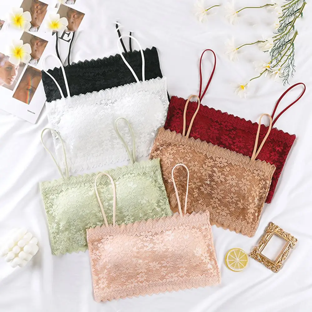 

Sexy Sunflower Lace Bra Tube Tops For Girl Women Summer Sport Tanks Crop Tops Underwear Solid Color Camisole Female Lingerie