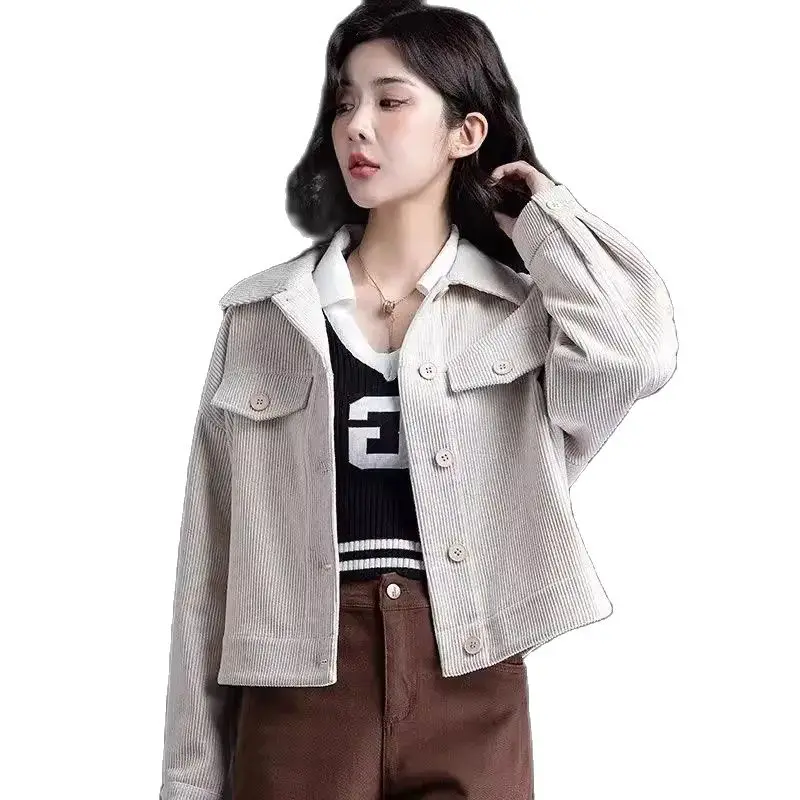 Новая Универсальная Вельветовая рубашка для весны и осени женское небольшое