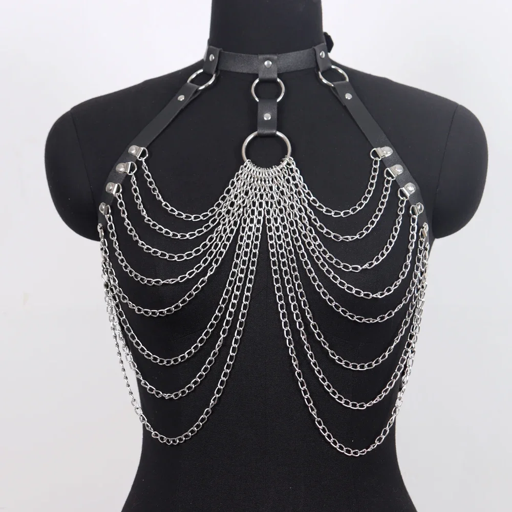 UYEE нагрудный поясной ремень для женщин из искусственной кожи цепной бюстгальтер