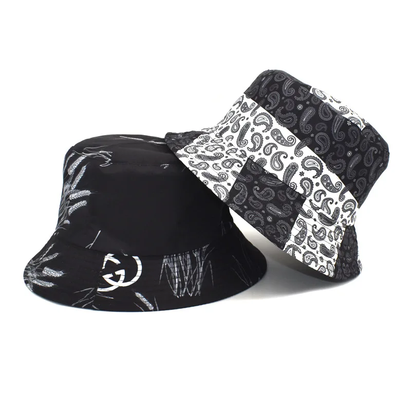 Bandana Bucket Hats For Women Floral Print Fashion Skateboard Black White  Blue Fishing Hats Hip Hop Swag Hip Hop Sun Hat Men