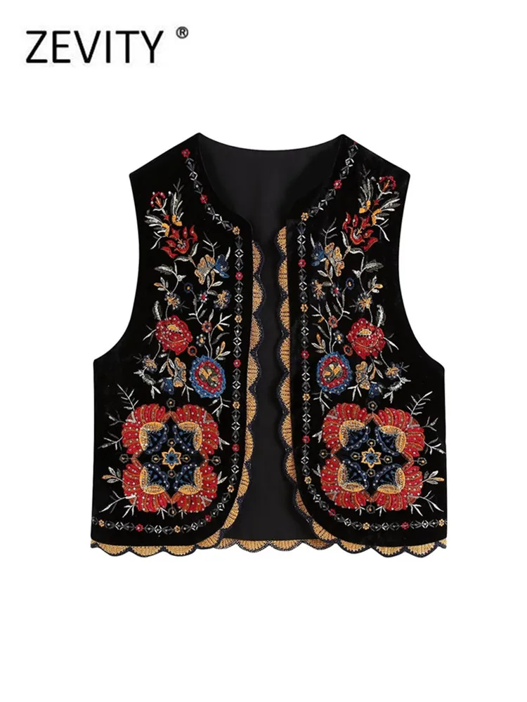 Винтажная женская куртка с блестками и красочной бочонкой вышивкой для