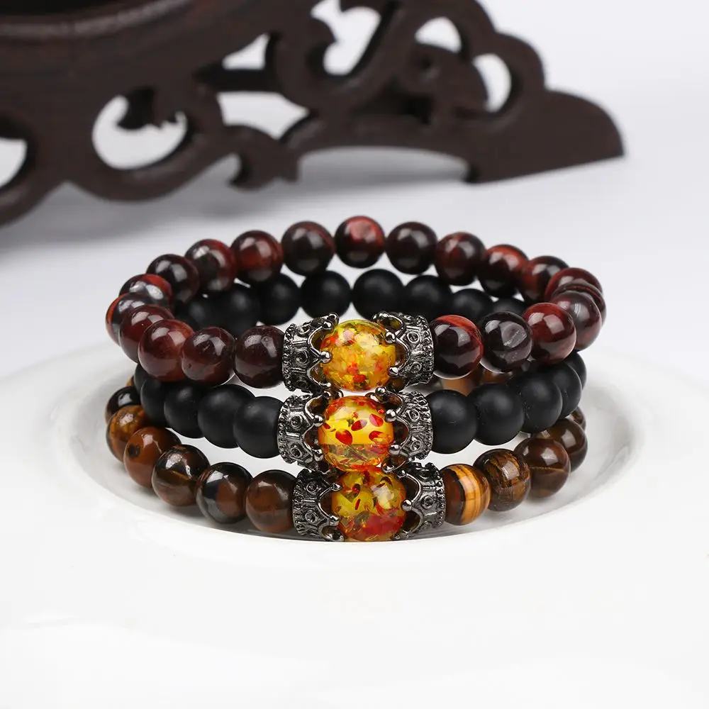 

Hand Jewelry Natural Rock Crystal Energy Healing Beaded Bracelet Tiger Eye Stone Yoga Strand Cuff Bangle