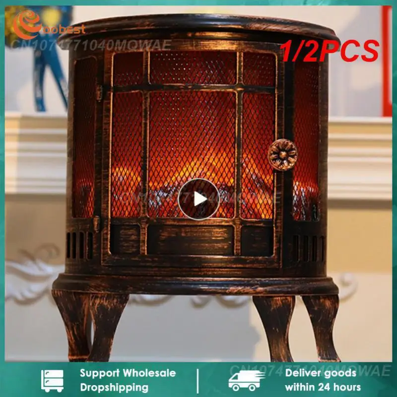 

1/2PCS Fireplace Lantern Decorative Flameless Log Fire Effect Vintage Lamp Battery USB Operated Table Light Decor