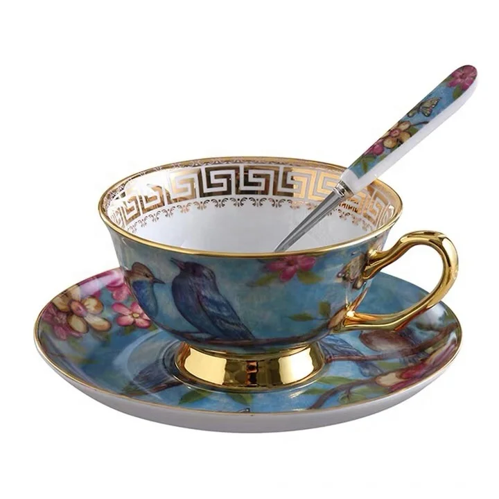 

Easter decoration royal bird pattern modern ceramic coffee cups souvenir cup and saucer