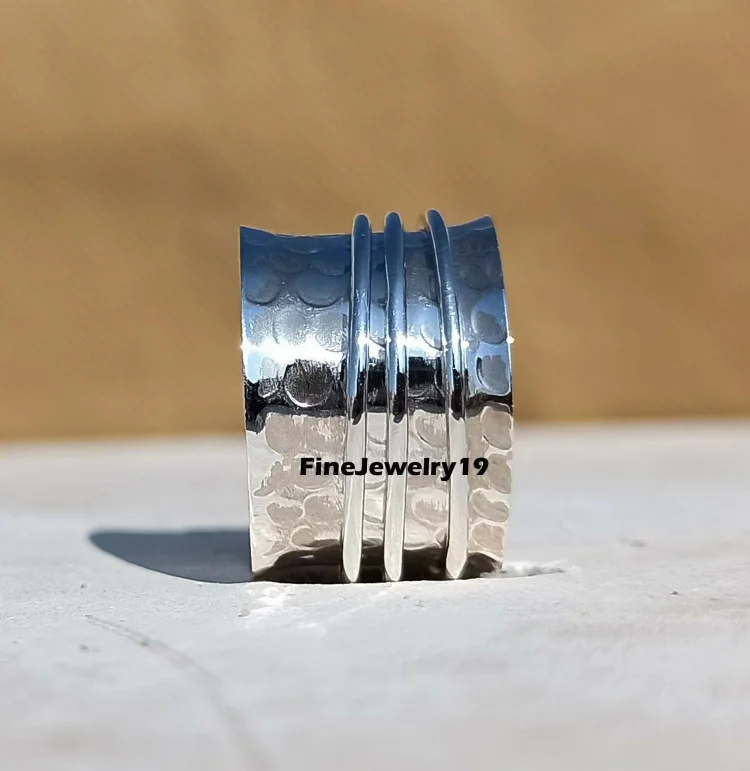 

ANGLANG Luxury Women&men Fashion Ring Handmade Extra Wide Meditation Statement Ring Fine Jewelry Wedding Party Band Ring