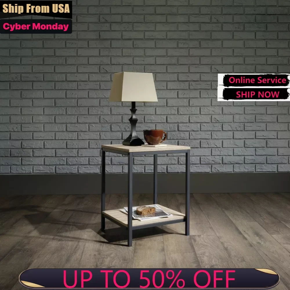 

Квадратный металлический стол с рамой, приставной столик с дубовой отделкой