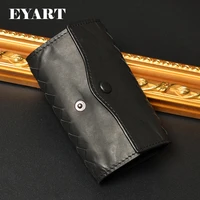 eyart unisex key bag leather woven womens cowhide creative fashion new metal hook button opening and closing easy to carry