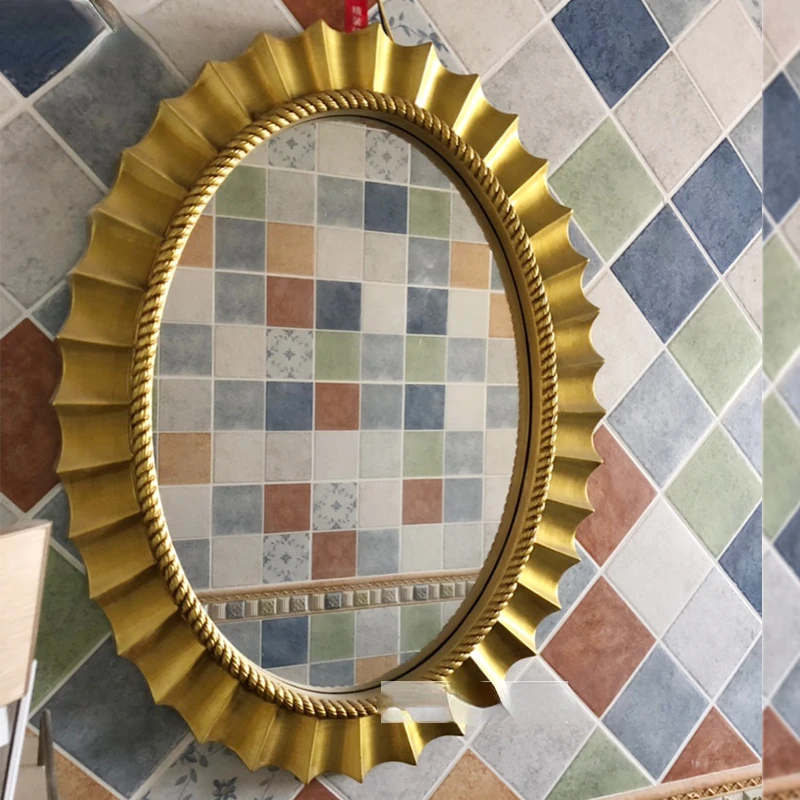 

Gold Vintage Wall Decorative Mirror Nordic Luxury Glass Mirror Hanging Cosmetic Bathroom Decor Spiegel House Decoration