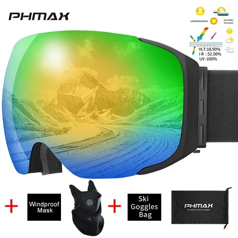 PHMAX Лыжные очки UV400 с магнитными линзами