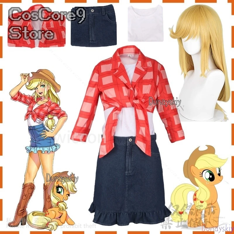 Маленький аниме пони костюм Applejack для косплея сексуальный Jirai Kei девочек рубашка