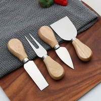 unique cheese knife tool set wood bamboo handle stainless steel cheese knife set for cheese pizza kitchen tools