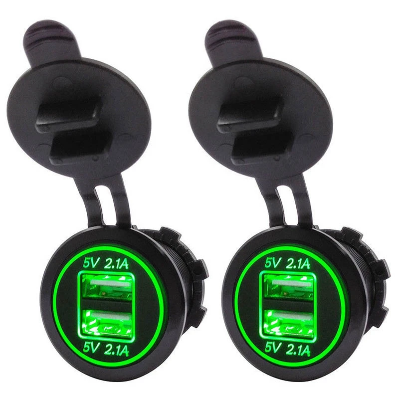 

3X 5V 4.2A Dual 2USB Charger Socket Adapter Power Outlet for 12V 24V Car Motorcycle(Blue)