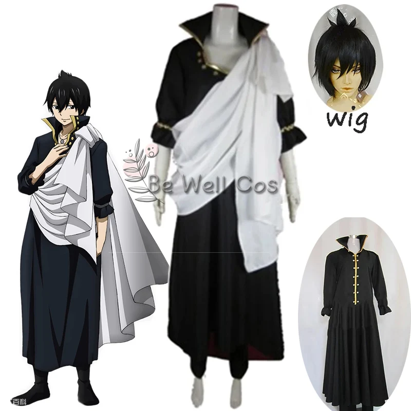 Аниме Zeref·Dragneel Косплей Костюм Zeref Dragneel Парик Длинное пальто Брюки Белая ткань для