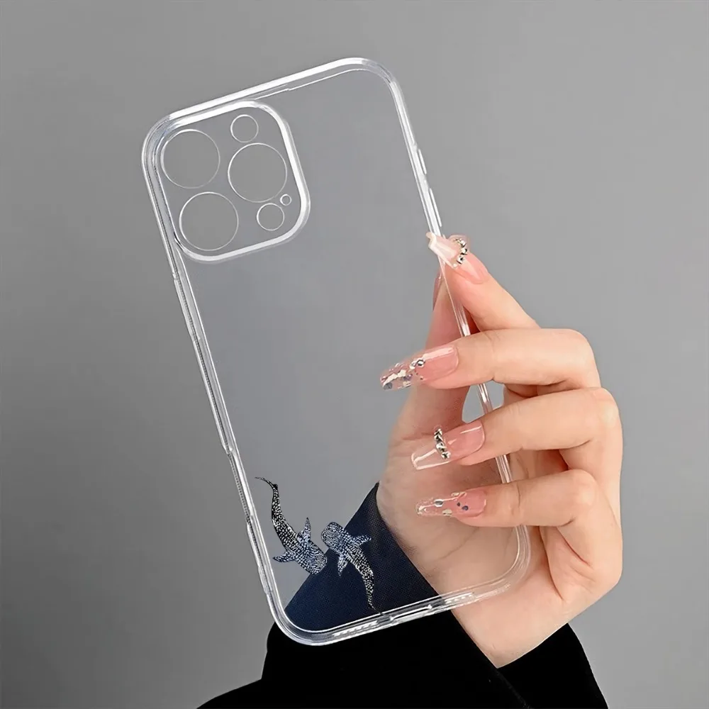 Фото Прозрачный чехол для телефона с рисунком китовой акулы, подходит для iPhone 17, 16, 15, 14, 13, 12, 11 Pro/Max/Plus, противоударный и защищающий от падений. №3