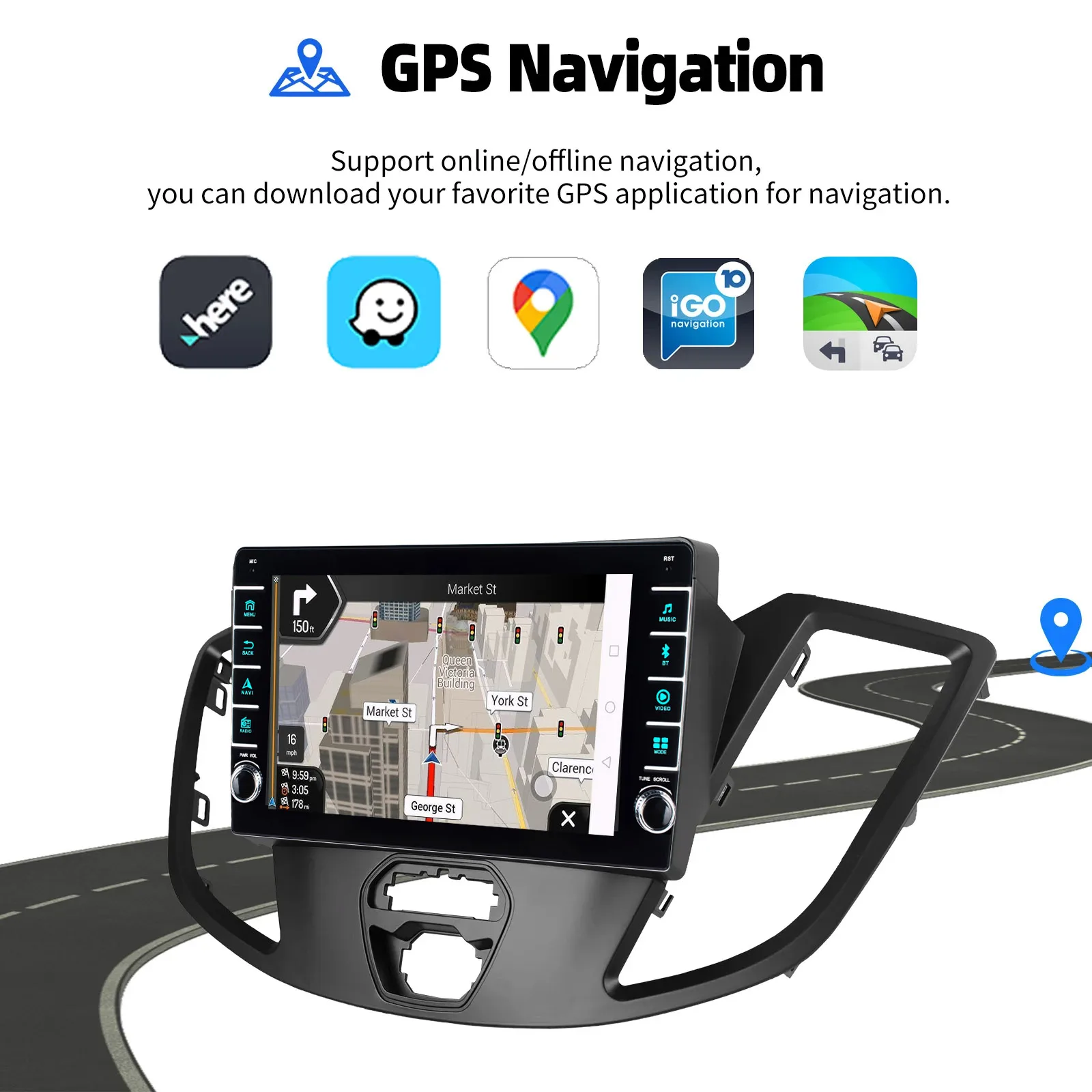 8-дюймовая автомобильная магнитола с Android Auto, Bluetooth, CarPlay, GPS-навигацией и камерой заднего вида AHD для Ford Transit MK8 Tourneo Custom 150 250 350 (art.: 3920dbd44e2af) - 3920dbd44e2af