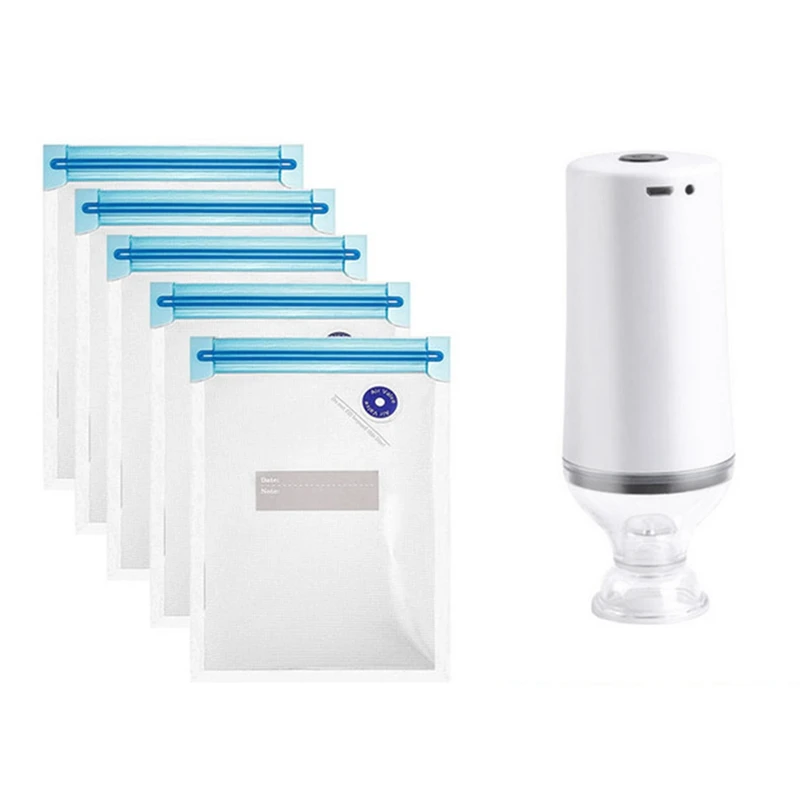 

Набор мешков для хранения пищевых продуктов, вакуумный фотонасос многоразового использования + 15 пакетов 21X22 см, 1 комплект