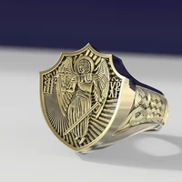 milangirl punk mens ring retro angel wings cross signet rings for men vintage goddess of justice viking jewelry gift male