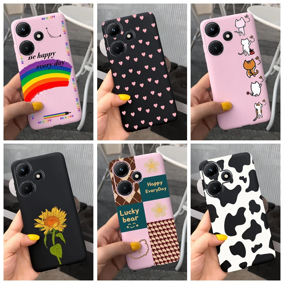 Для Infinix Hot 10i 20i 30i Чехол черный розовый милый мягкий силиконовый чехол из ТПУ с