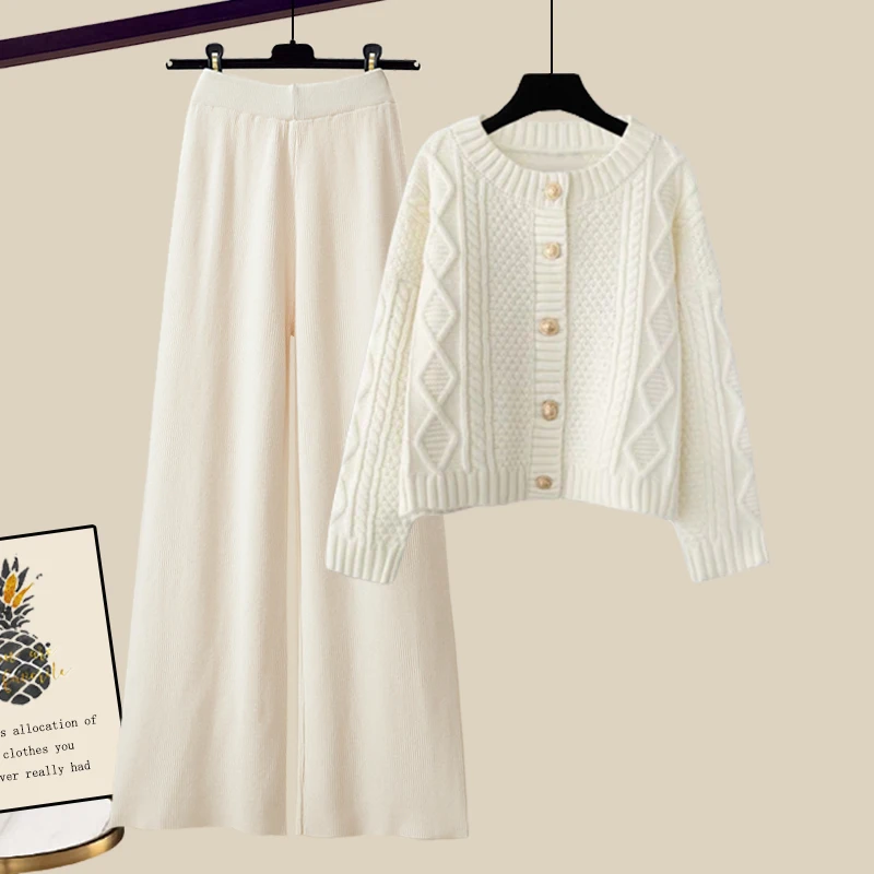 

Milk wear with 2023 new Korean soft waxy sweater with knitted pants small fragrance set two-piece gentle women's wear