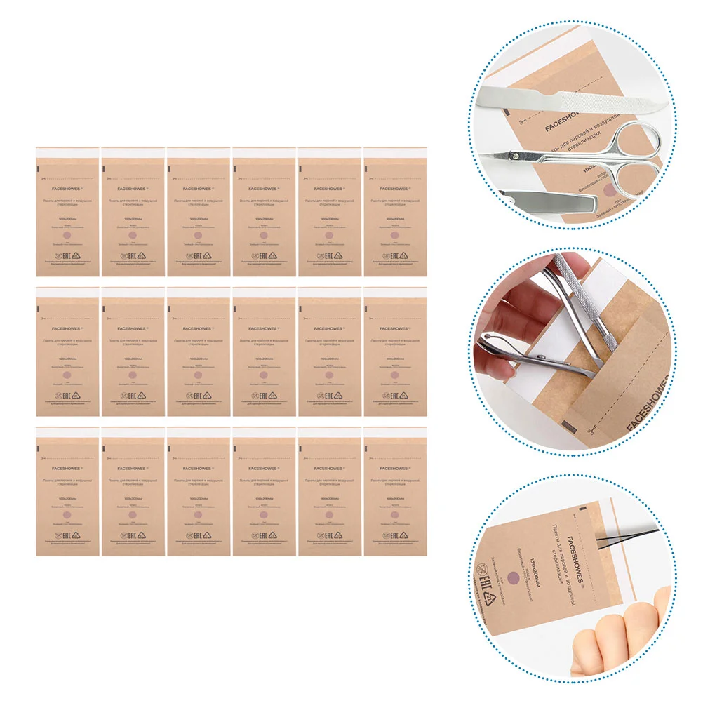 30 Pcs Storage Pouch Nail Sterilizer Supplies Autoclave Bags Nail Bag Kraft Paper Tattooing Tool Bags