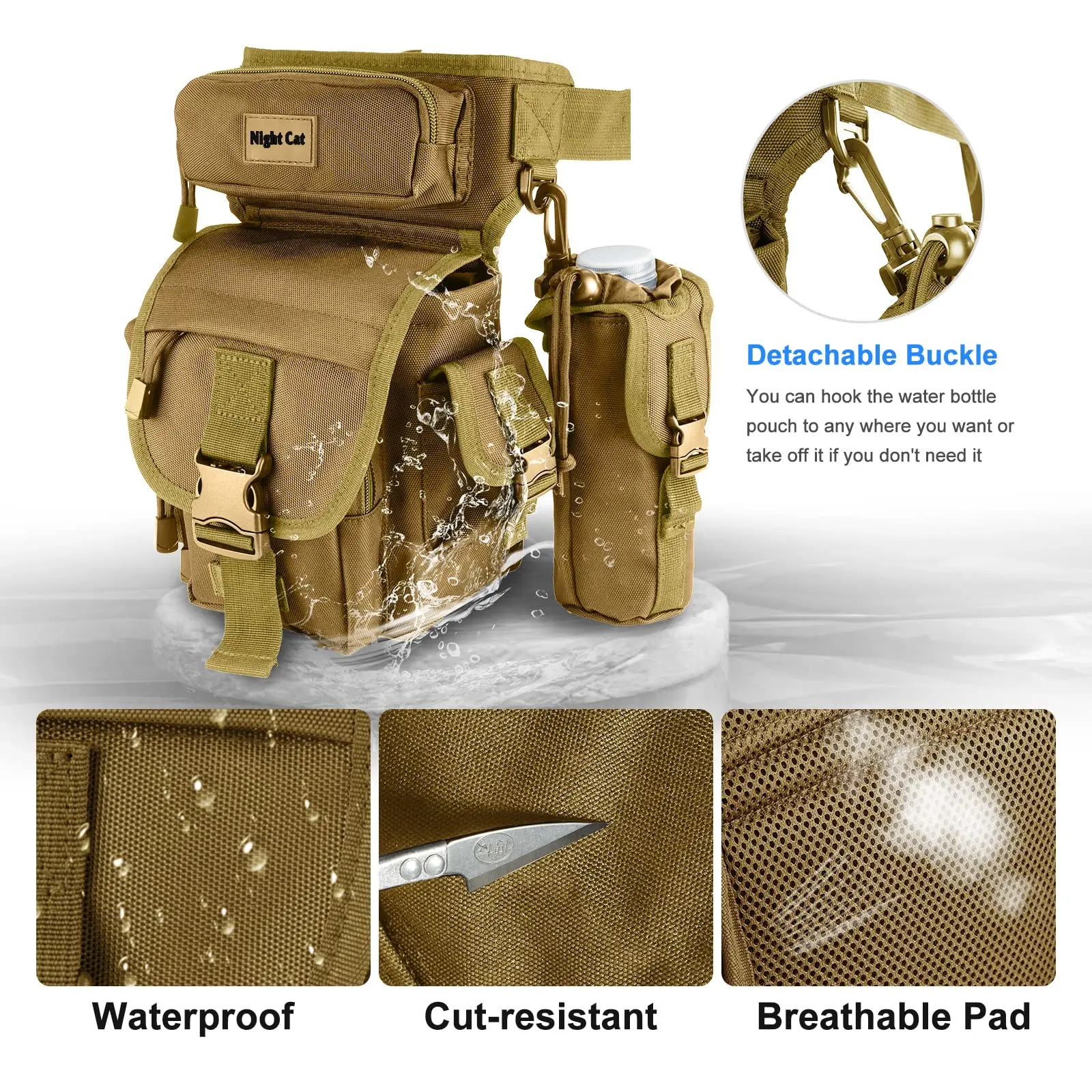 Leg Bag for Men Tactical Metal Detecting Thigh Pack Camouflage HuntingFishing Waist Belt Hip Bag with Water Bottle Pouch