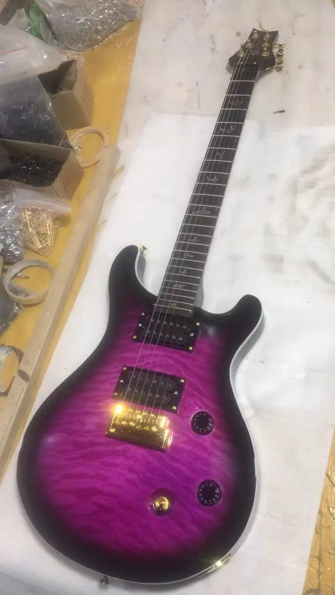 

Oem 6 Strings Electric Guitar A Flame Maple Top Birds Inlay Gold Hardware Free Shipping
