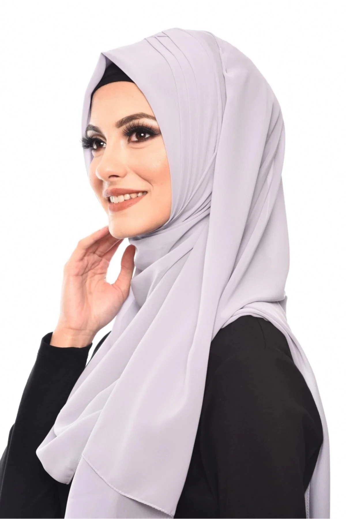 

2021 New Season Turkey-India Hrrem Gray Color Draped Practical Scarf Shawl Islamic Hijab Muslim Luxury Fashion Hijab For Women Stylish and Elegant Design