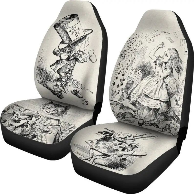 

Alice In Wonderland Vintage Illustration Car Seat Covers (Set of 2) Interior Car Accessories Seat Protectors Car Accessories