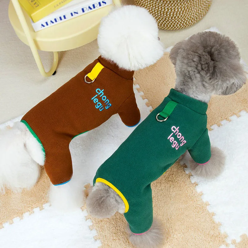 Пижамный комбинезон для кошек и собак зимняя флисовая одежда на 4 лапы теплый