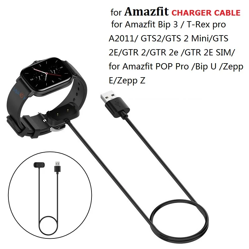 Buy Cable de carga USB para reloj inteligente Amazfit t rex Pro GTS2 Mini GTR 2E SIM GTR2 Bip 3 U Pop Zepp E Z, 10 Uds.