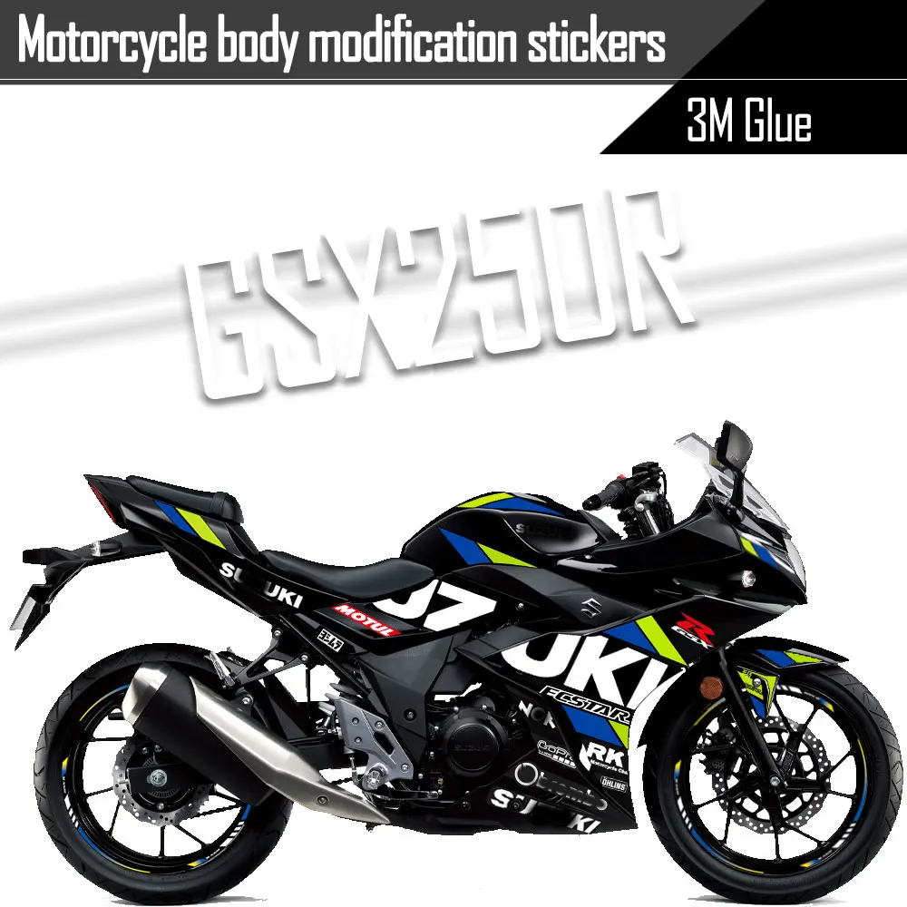 

GSX250R 3M наклейки с боковой панелью аксессуары для мотоциклов аксессуары для гоночных мотоциклов наклейки для кузова украшения Водонепрониц...