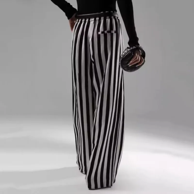 Женские винтажные брюки в черно-белую полоску Y2k