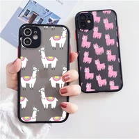 alpaca cute cartoon animal phone case matte transparent for iphone 7 8 11 12 13 plus mini x xs xr pro max cover