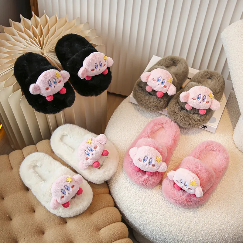 

Новые Симпатичные сандалии плюшевый Кирби хлопок тапочки Мультяшные дети открытый носок можно носить внешне Хэллоуин подарочные игрушки для девочек