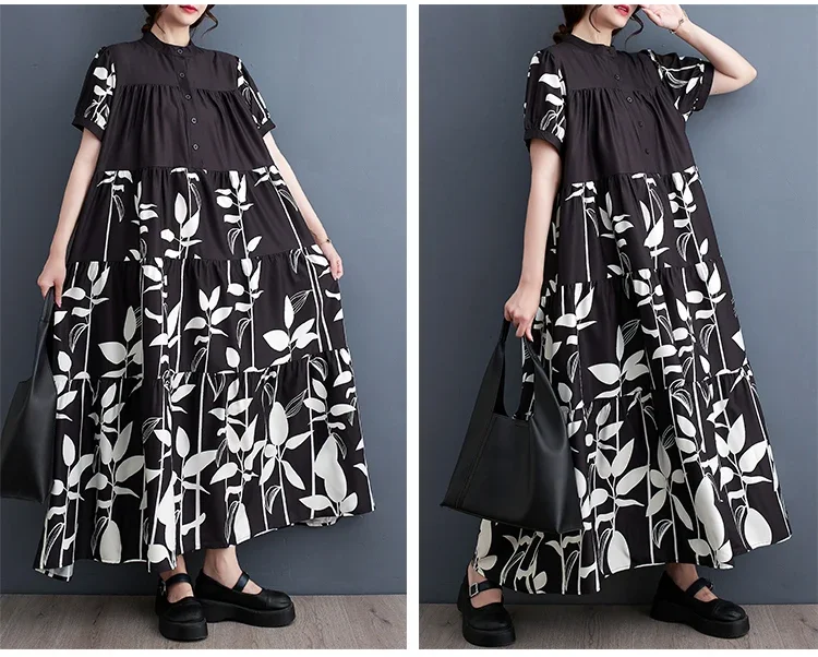 Женское летнее платье-макси с коротким рукавом и цветочным принтом
