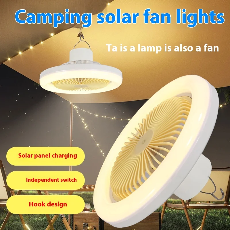 6000 мАч Солнечная палатка для кемпинга Потолочный вентилятор с солнечными