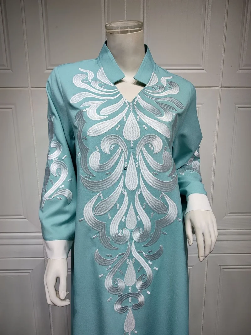 Robe Muslim Abaya Dubai Embroidered Kebaya Dress Long Sleeve Gowns Moroccan Kaftan Islam Oman Qatar Ladies Dresses