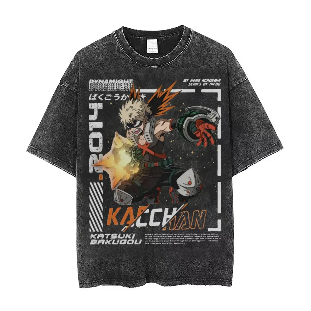 

Kacchan Katsuki Bakugo My Hero Academia Aesthetic Anime T Shirts Hip Hop Washed T-Shirt Casual Men Tops Streetwear Tee