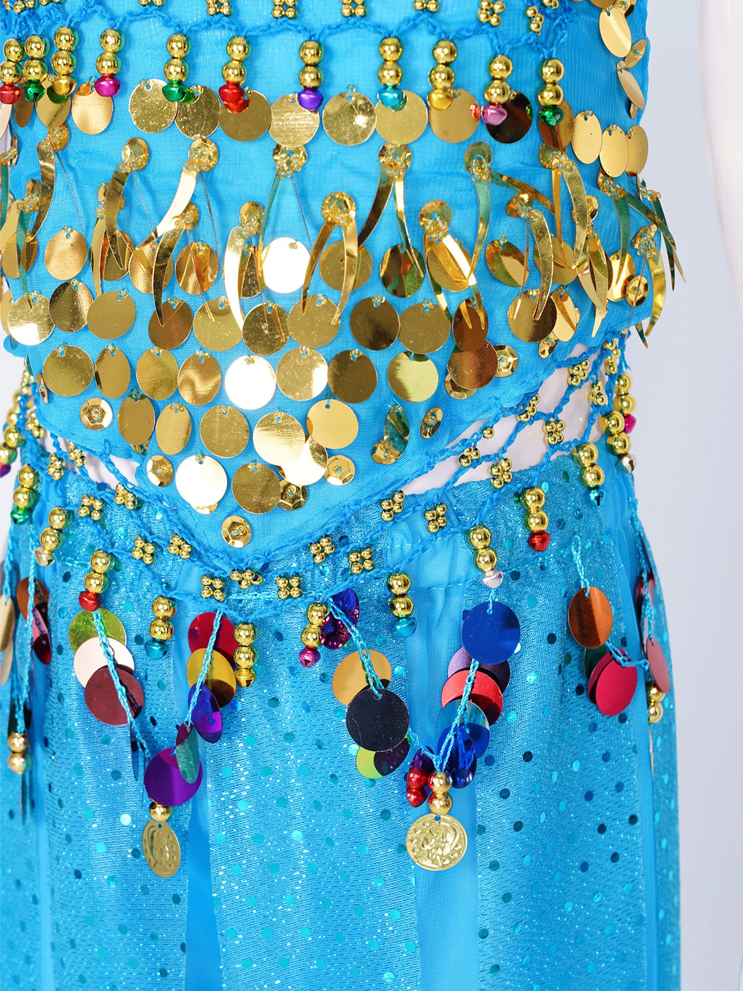 Детский костюм для танца живота девочек сценический с лямкой на шее необычным