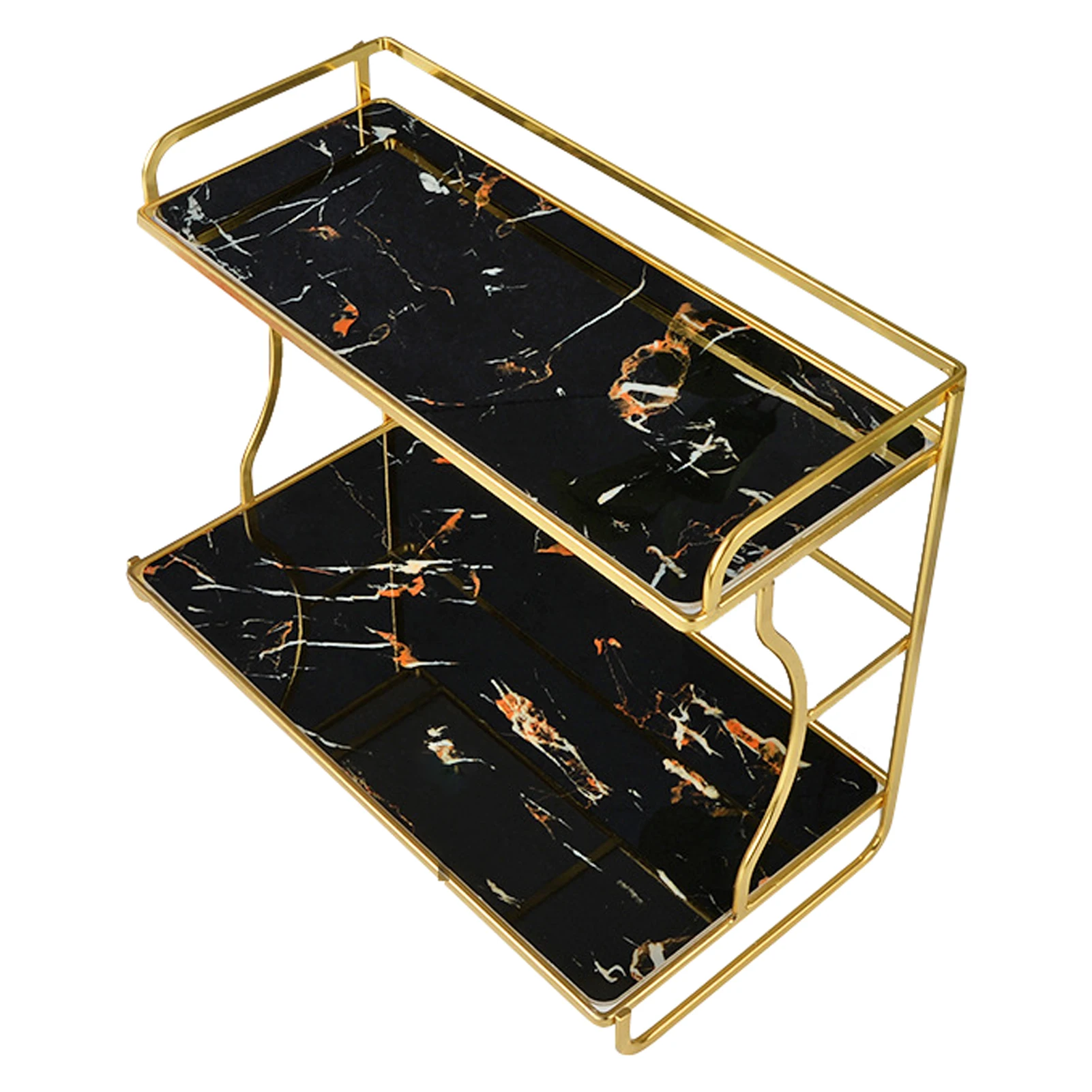 

Makeup Organizer 2 Tire Storage Rack Display Dresser Multifunctional Marble Print Shelf Bathroom Countertop Tray Modern Cosmetic
