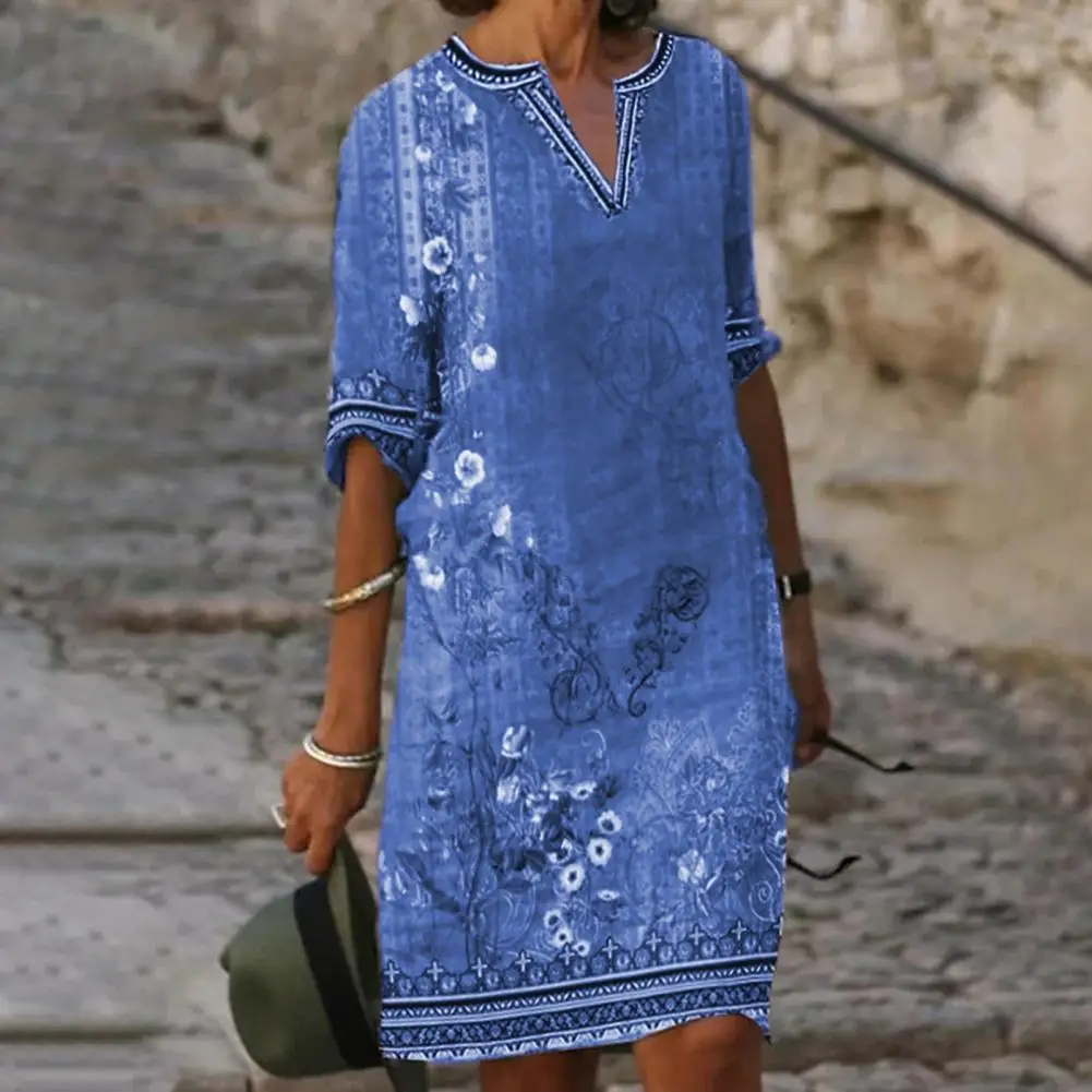 

Popular Casual Dress Knee-length Decorative Half Sleeve Vintage Lady Dress Cocktail Party Clothing