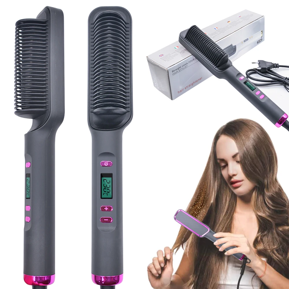 Multifunctional Hair Straightener Comb Anti-Scald Hair Straightening Brush Fast Heating Ceramic Hair Straightener Styling Tools